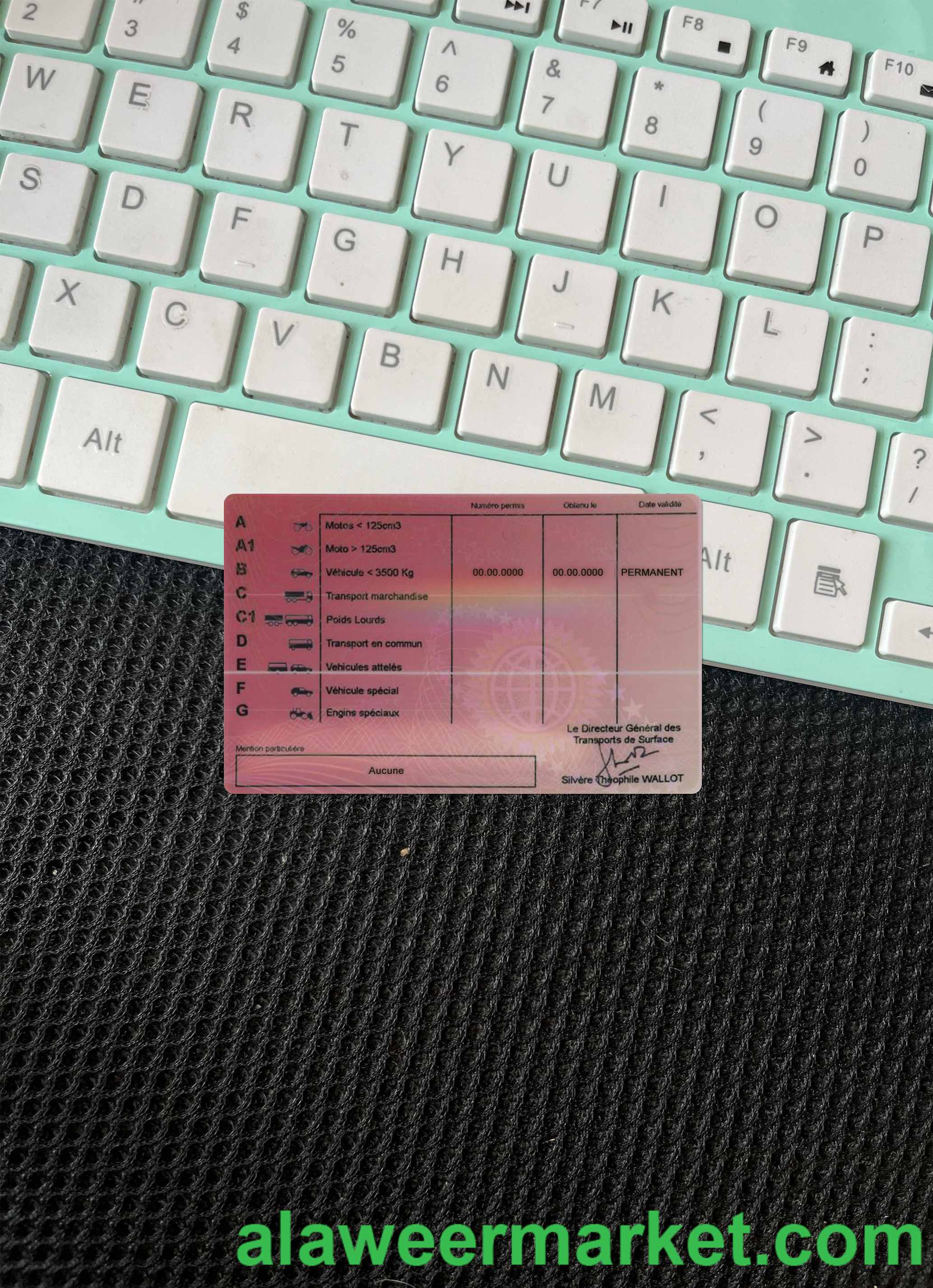 Central African driving license photolook back